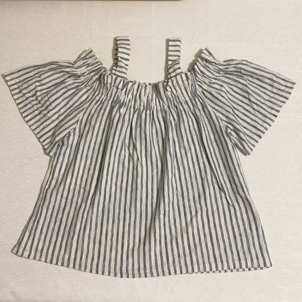 LUCKY BRAND Women’s Cold Shoulder Striped Blouse Size S